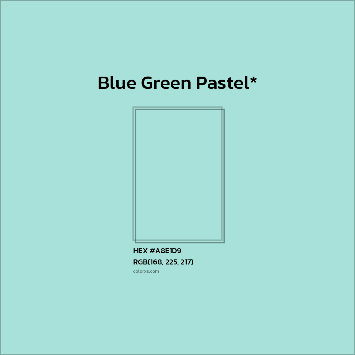 #A8E1D9 hex color. RGB, RYB, CMYK, HSL, HSV codes and color conversions. Matching color names, palettes, paints.