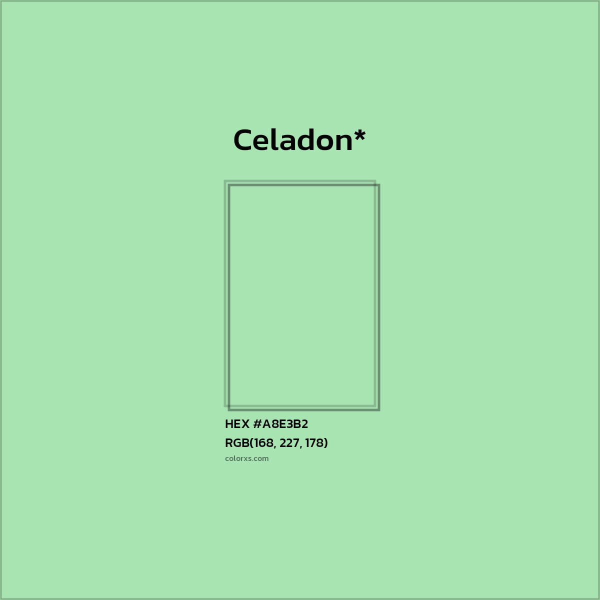 #A8E3B2 hex color. RGB, RYB, CMYK, HSL, HSV codes and color conversions. Matching color names, palettes, paints.