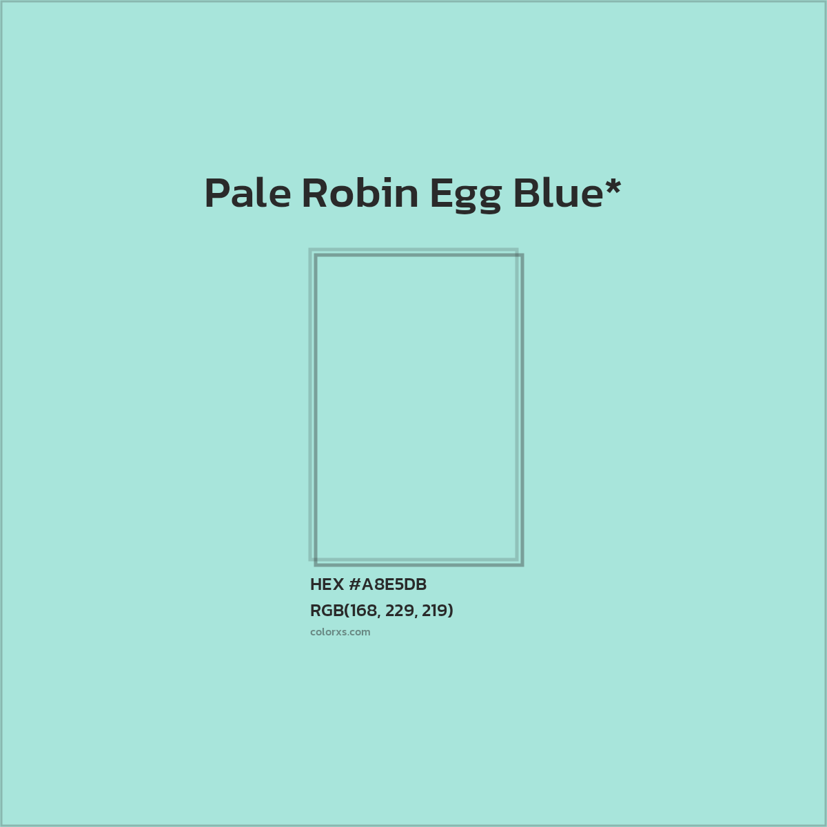 #A8E5DB hex color. RGB, RYB, CMYK, HSL, HSV codes and color conversions. Matching color names, palettes, paints.