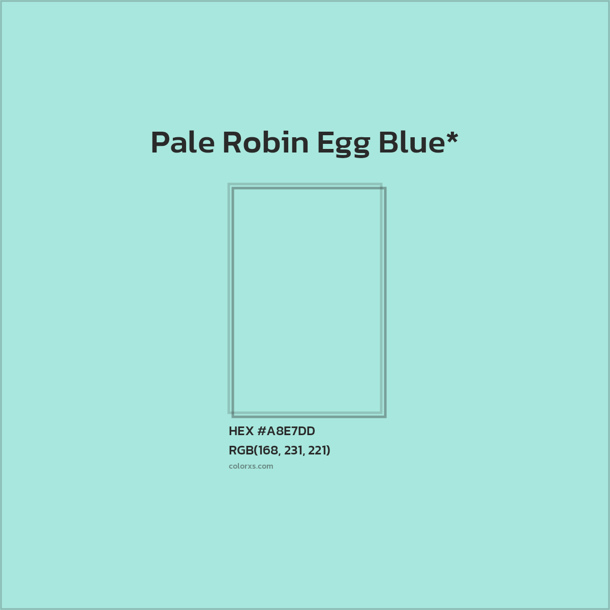 #A8E7DD hex color. RGB, RYB, CMYK, HSL, HSV codes and color conversions. Matching color names, palettes, paints.