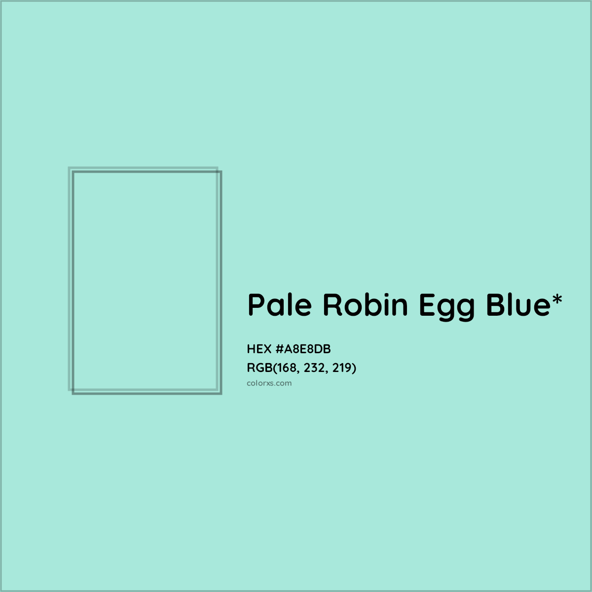 #A8E8DB hex color. RGB, RYB, CMYK, HSL, HSV codes and color conversions. Matching color names, palettes, paints.