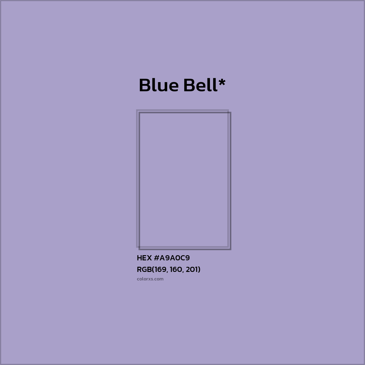#A9A0C9 hex color. RGB, RYB, CMYK, HSL, HSV codes and color conversions. Matching color names, palettes, paints.