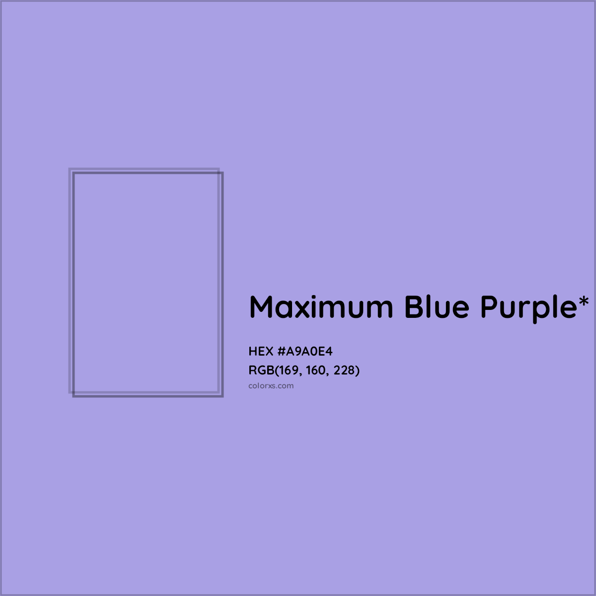#A9A0E4 hex color. RGB, RYB, CMYK, HSL, HSV codes and color conversions. Matching color names, palettes, paints.