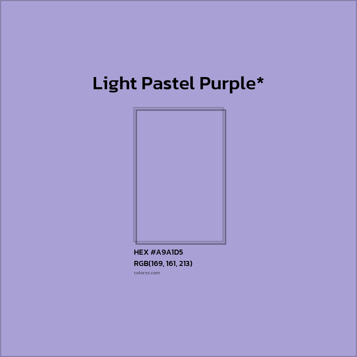 #A9A1D5 hex color. RGB, RYB, CMYK, HSL, HSV codes and color conversions. Matching color names, palettes, paints.
