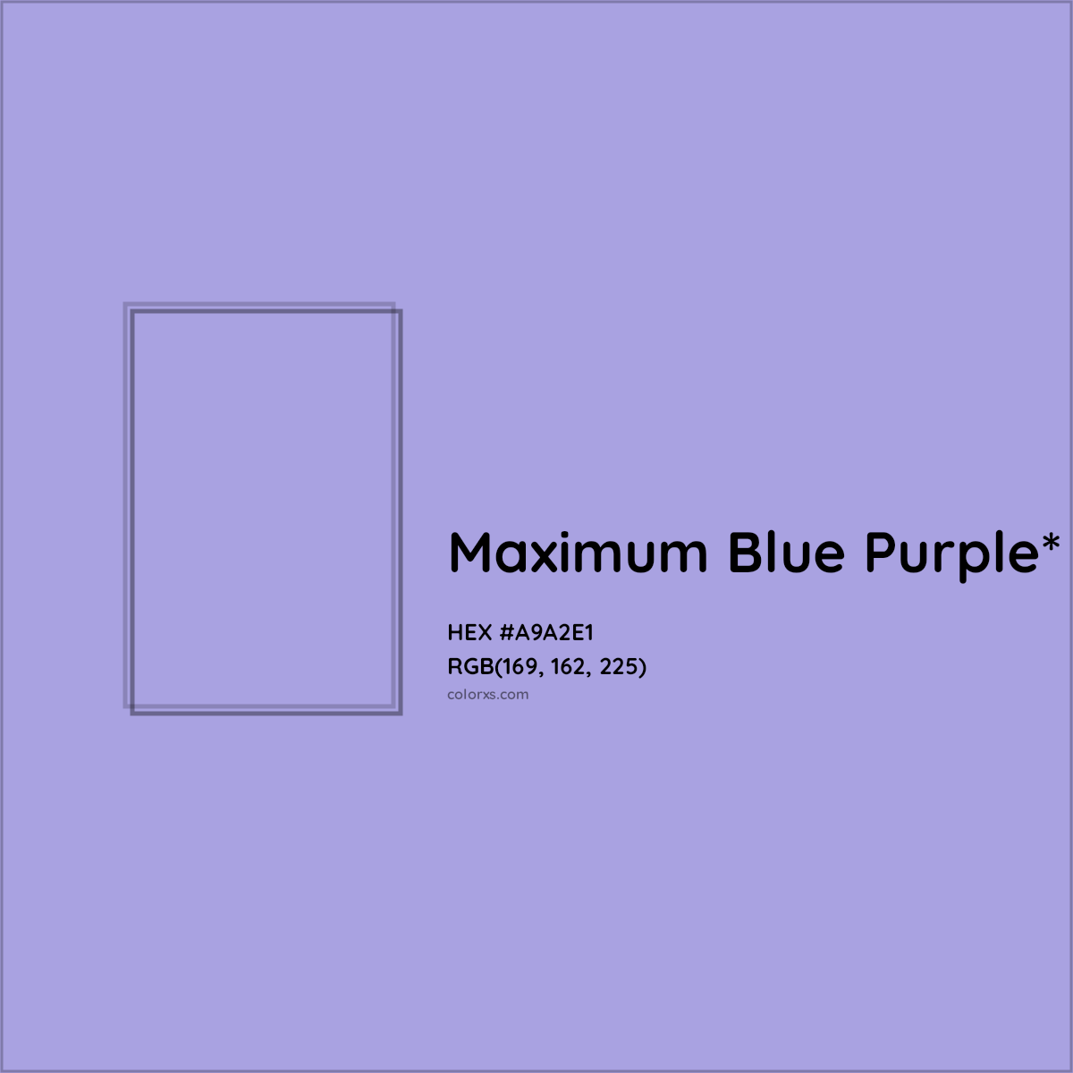 #A9A2E1 hex color. RGB, RYB, CMYK, HSL, HSV codes and color conversions. Matching color names, palettes, paints.