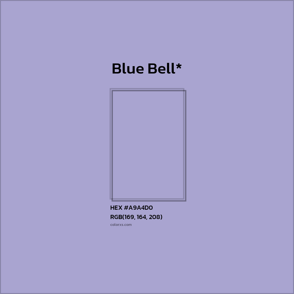 #A9A4D0 hex color. RGB, RYB, CMYK, HSL, HSV codes and color conversions. Matching color names, palettes, paints.