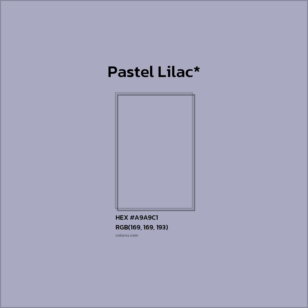 #A9A9C1 hex color. RGB, RYB, CMYK, HSL, HSV codes and color conversions. Matching color names, palettes, paints.