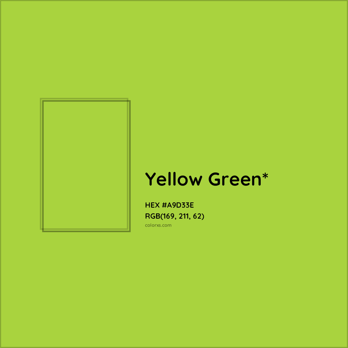 #A9D33E hex color. RGB, RYB, CMYK, HSL, HSV codes and color conversions. Matching color names, palettes, paints.