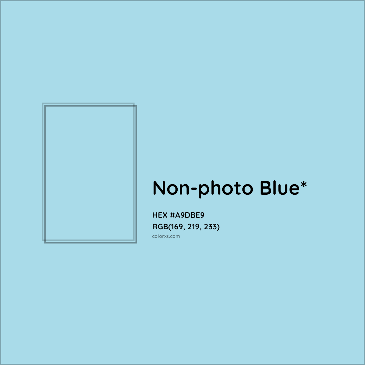 #A9DBE9 hex color. RGB, RYB, CMYK, HSL, HSV codes and color conversions. Matching color names, palettes, paints.