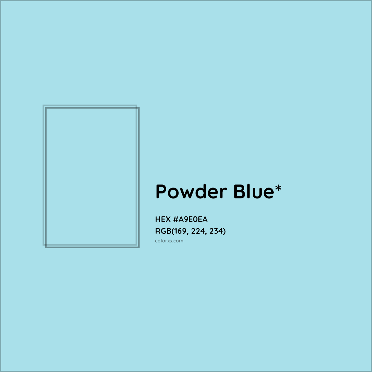 #A9E0EA hex color. RGB, RYB, CMYK, HSL, HSV codes and color conversions. Matching color names, palettes, paints.