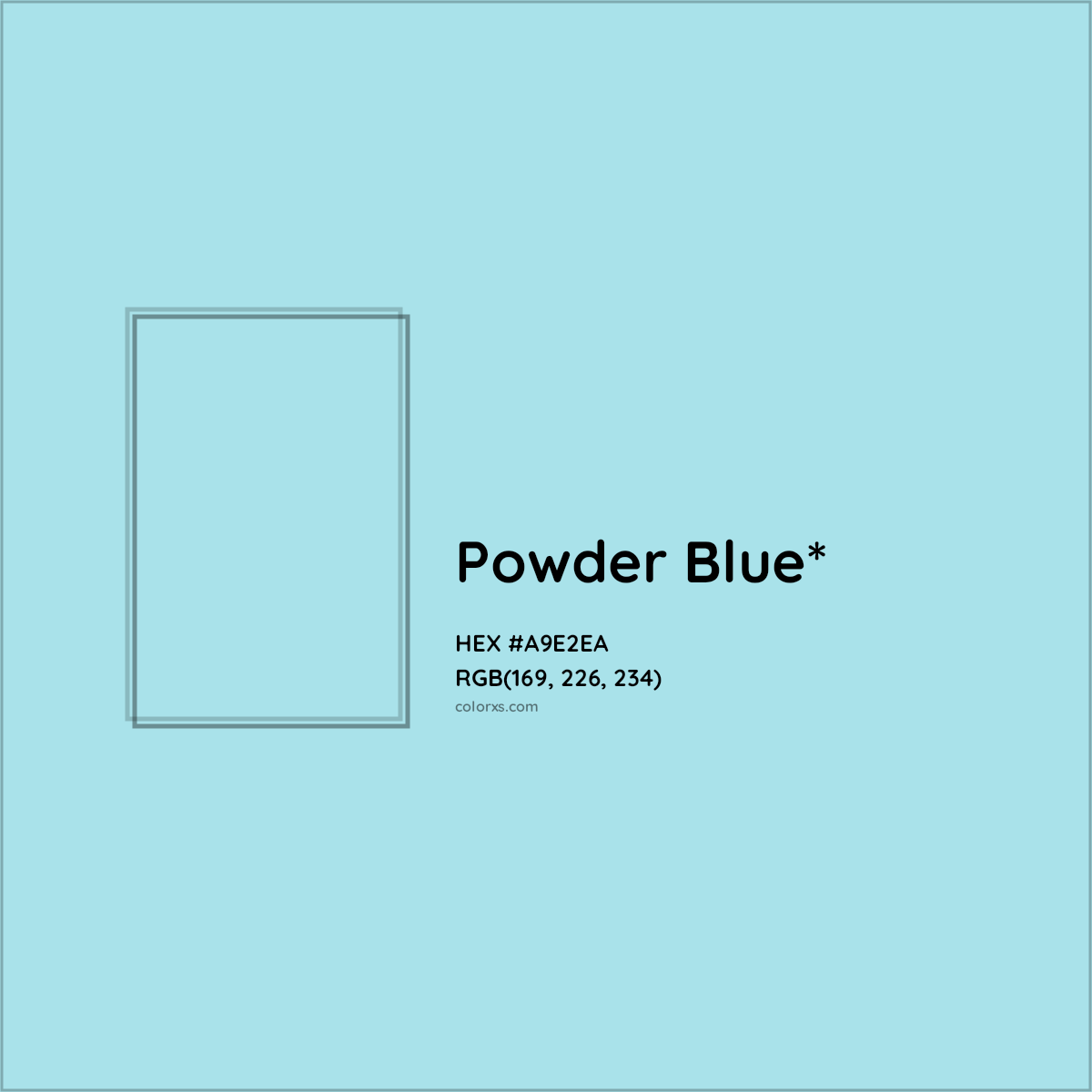 #A9E2EA hex color. RGB, RYB, CMYK, HSL, HSV codes and color conversions. Matching color names, palettes, paints.