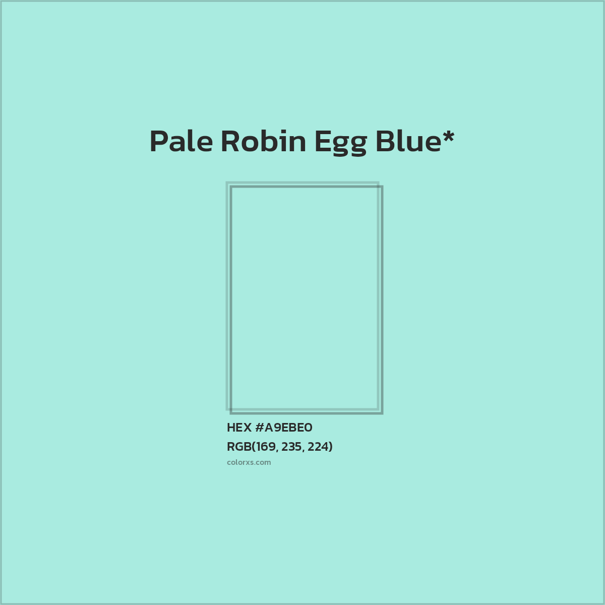 #A9EBE0 hex color. RGB, RYB, CMYK, HSL, HSV codes and color conversions. Matching color names, palettes, paints.