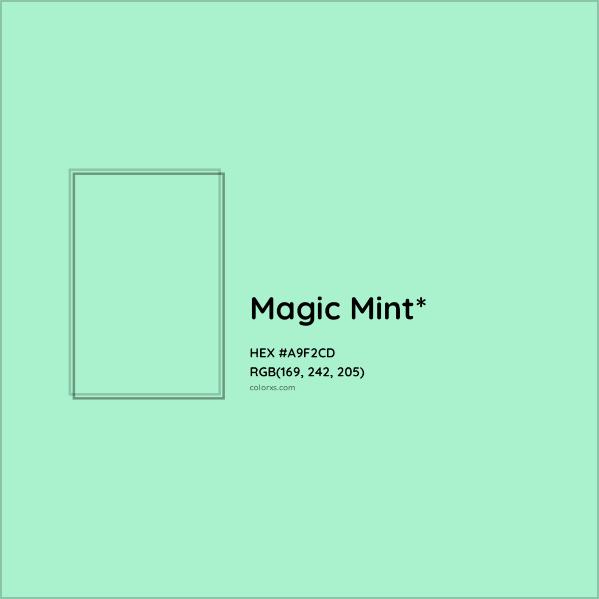 #A9F2CD hex color. RGB, RYB, CMYK, HSL, HSV codes and color conversions. Matching color names, palettes, paints.