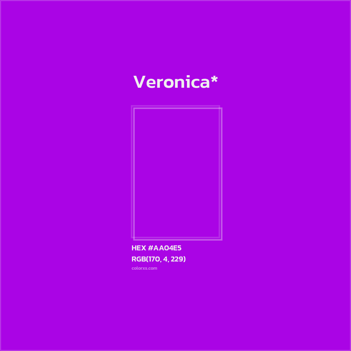 #AA04E5 hex color. RGB, RYB, CMYK, HSL, HSV codes and color conversions. Matching color names, palettes, paints.