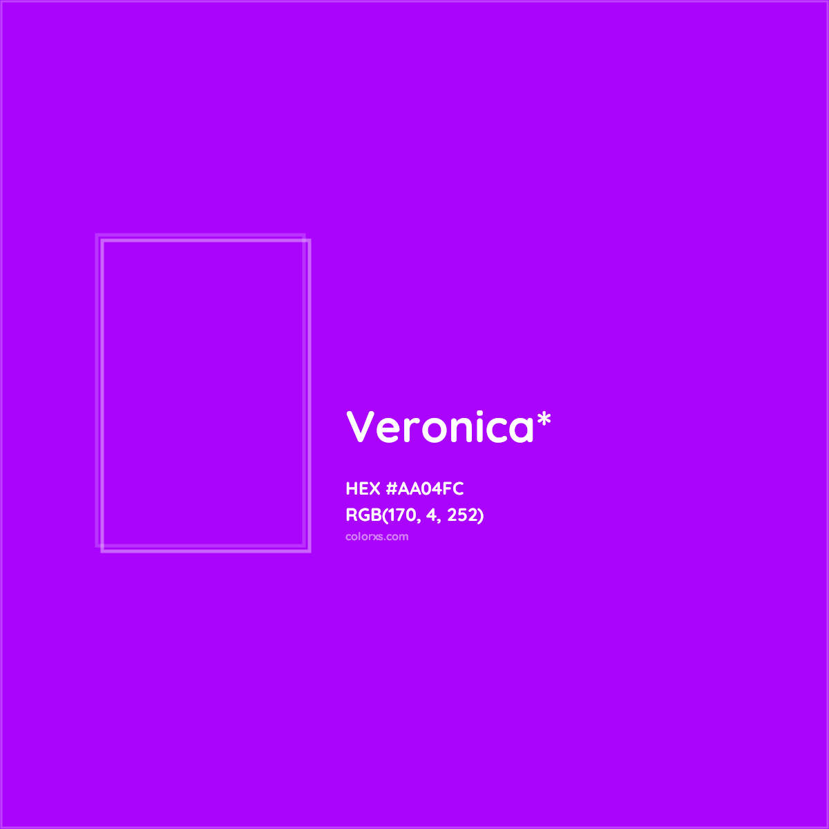 #AA04FC hex color. RGB, RYB, CMYK, HSL, HSV codes and color conversions. Matching color names, palettes, paints.
