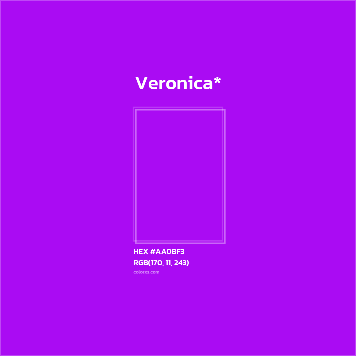 #AA0BF3 hex color. RGB, RYB, CMYK, HSL, HSV codes and color conversions. Matching color names, palettes, paints.