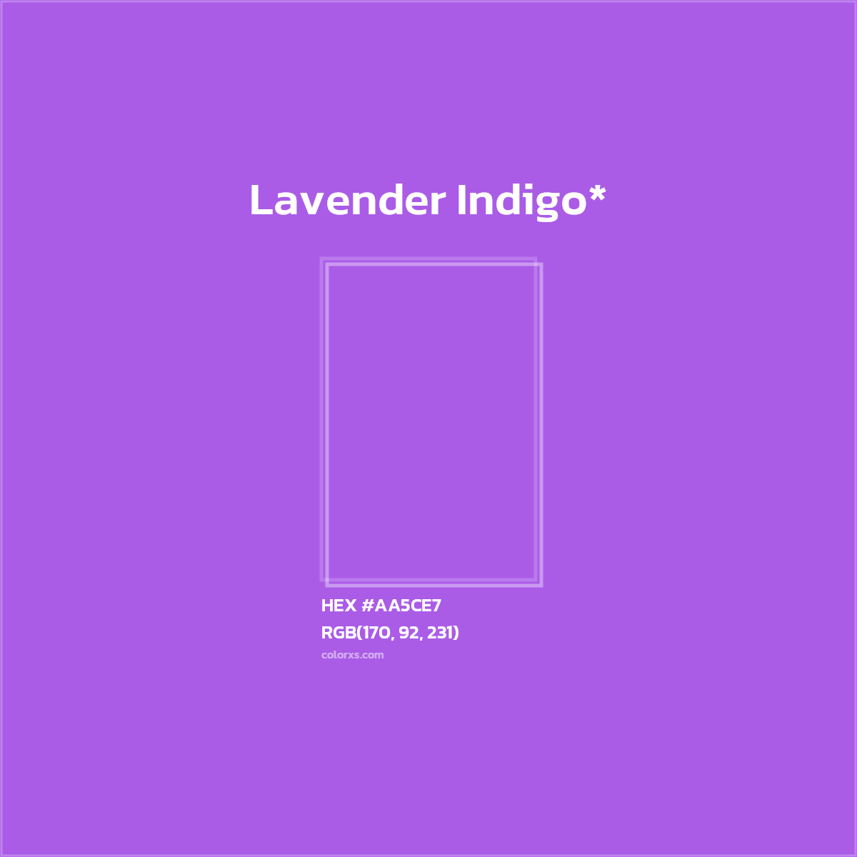 #AA5CE7 hex color. RGB, RYB, CMYK, HSL, HSV codes and color conversions. Matching color names, palettes, paints.