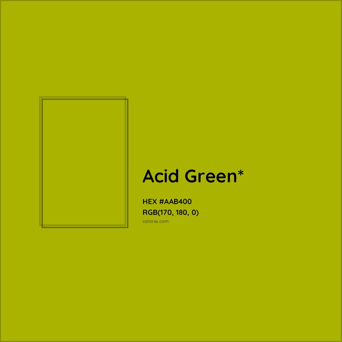 #AAB400 hex color. RGB, RYB, CMYK, HSL, HSV codes and color conversions. Matching color names, palettes, paints.