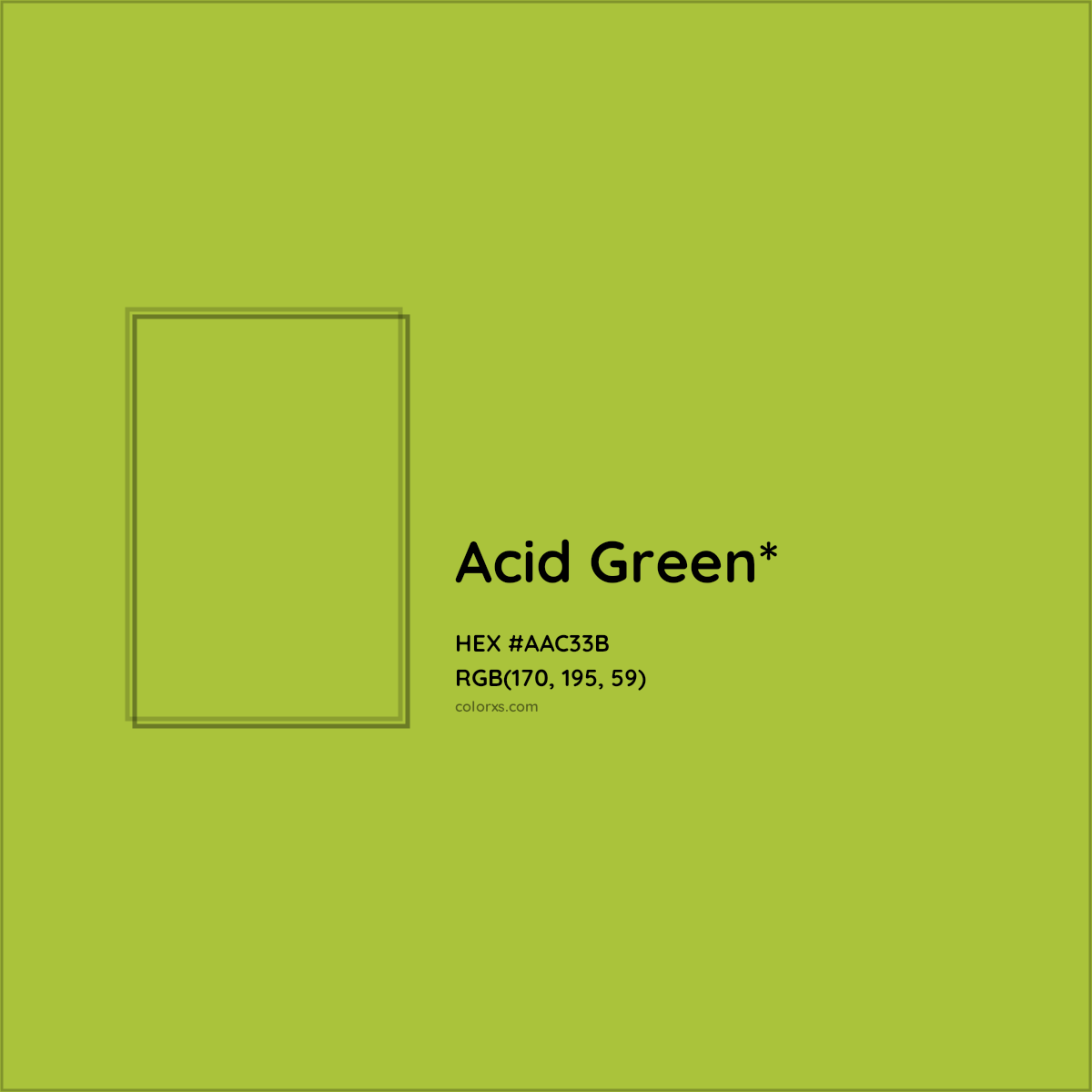 #AAC33B hex color. RGB, RYB, CMYK, HSL, HSV codes and color conversions. Matching color names, palettes, paints.
