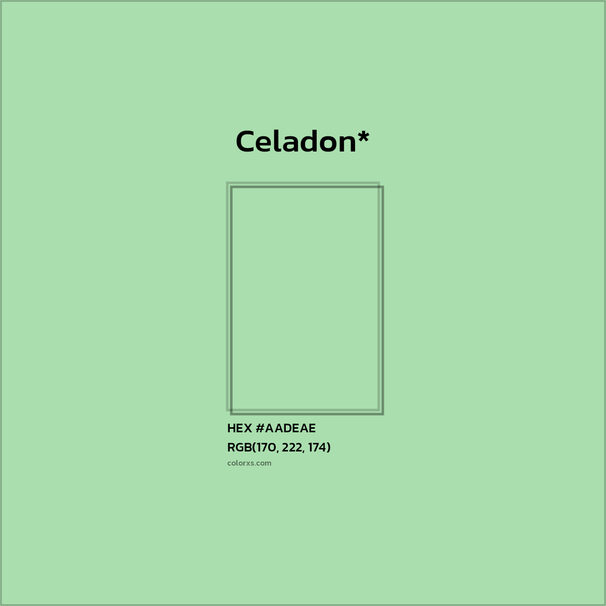 #AADEAE hex color. RGB, RYB, CMYK, HSL, HSV codes and color conversions. Matching color names, palettes, paints.