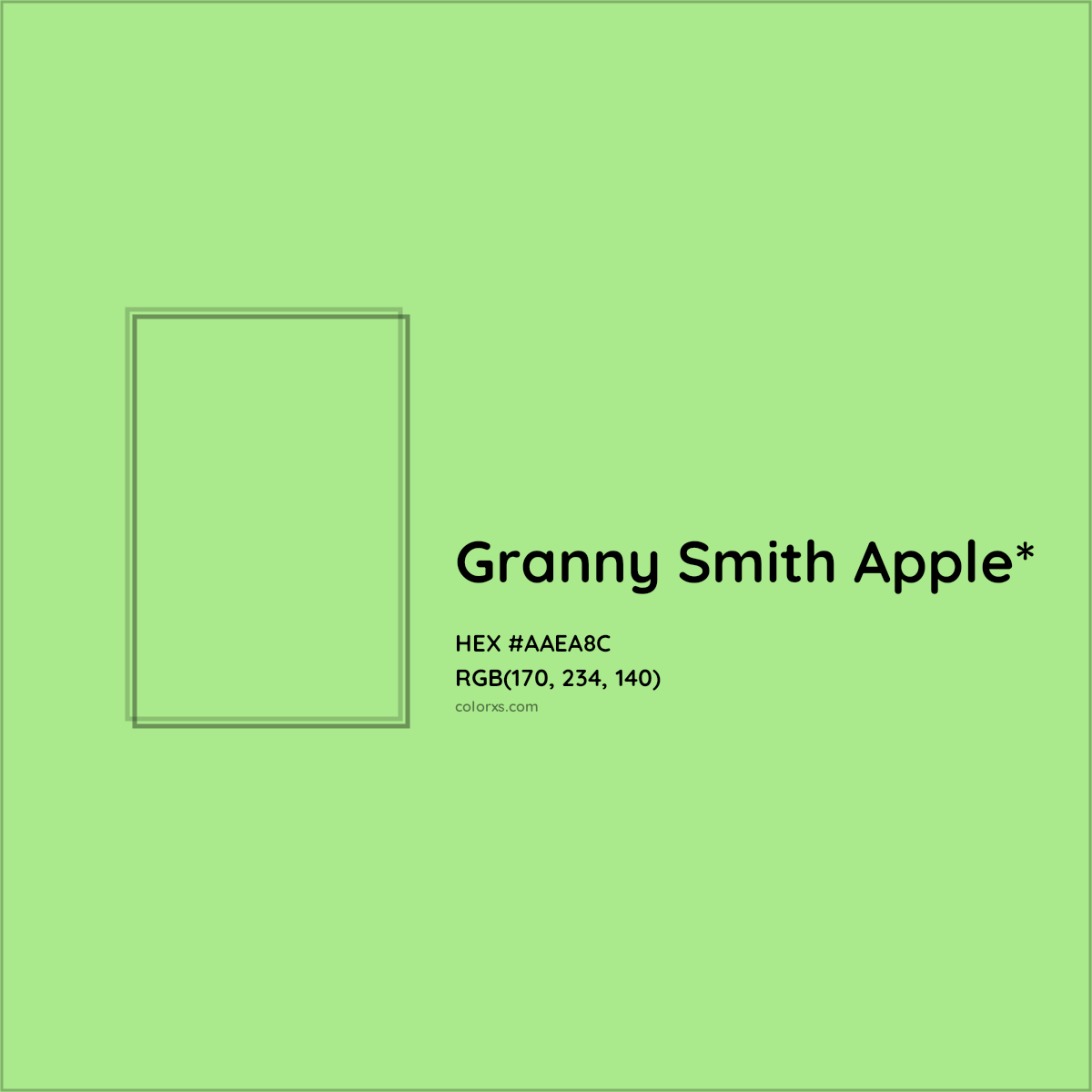 #AAEA8C hex color. RGB, RYB, CMYK, HSL, HSV codes and color conversions. Matching color names, palettes, paints.