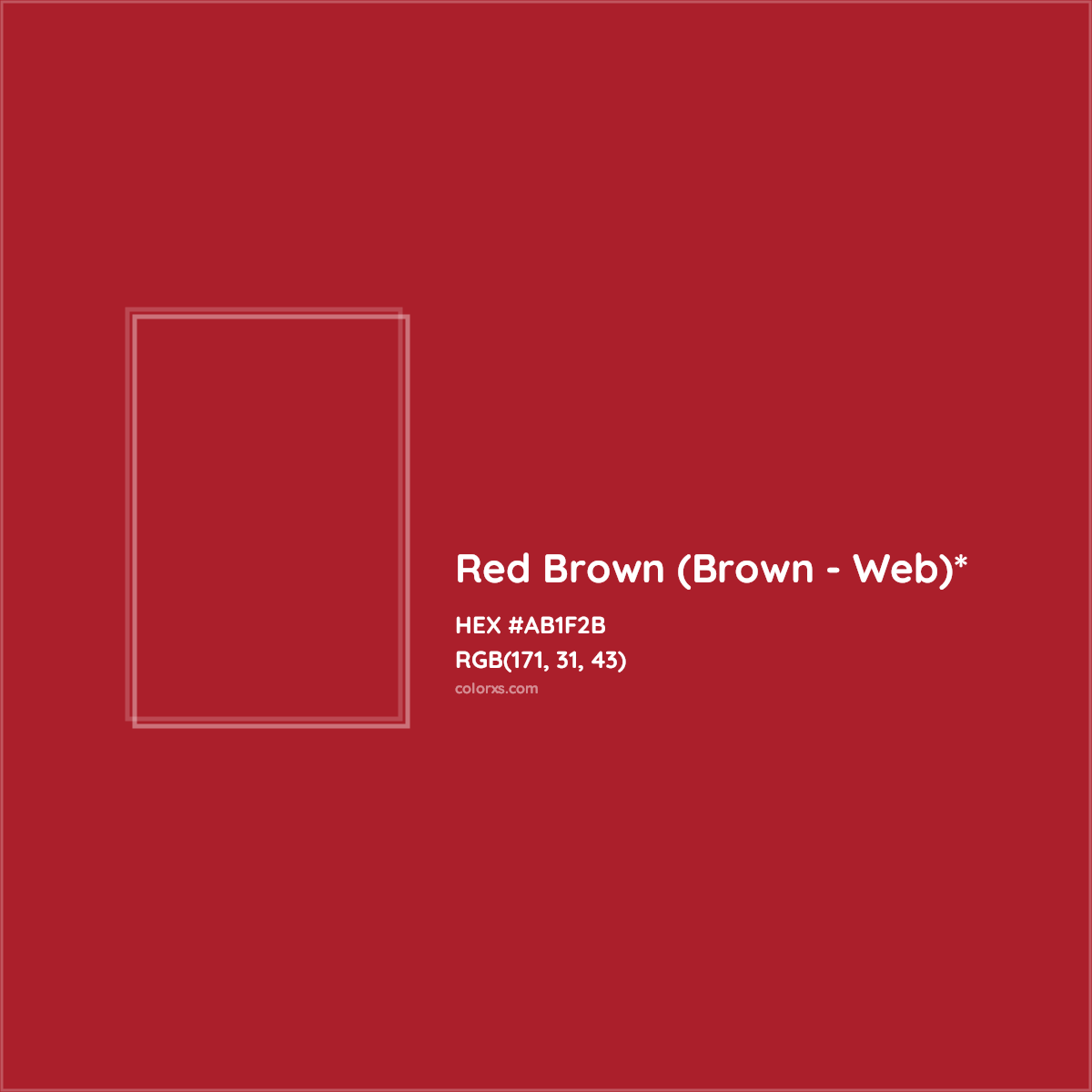 #AB1F2B hex color. RGB, RYB, CMYK, HSL, HSV codes and color conversions. Matching color names, palettes, paints.