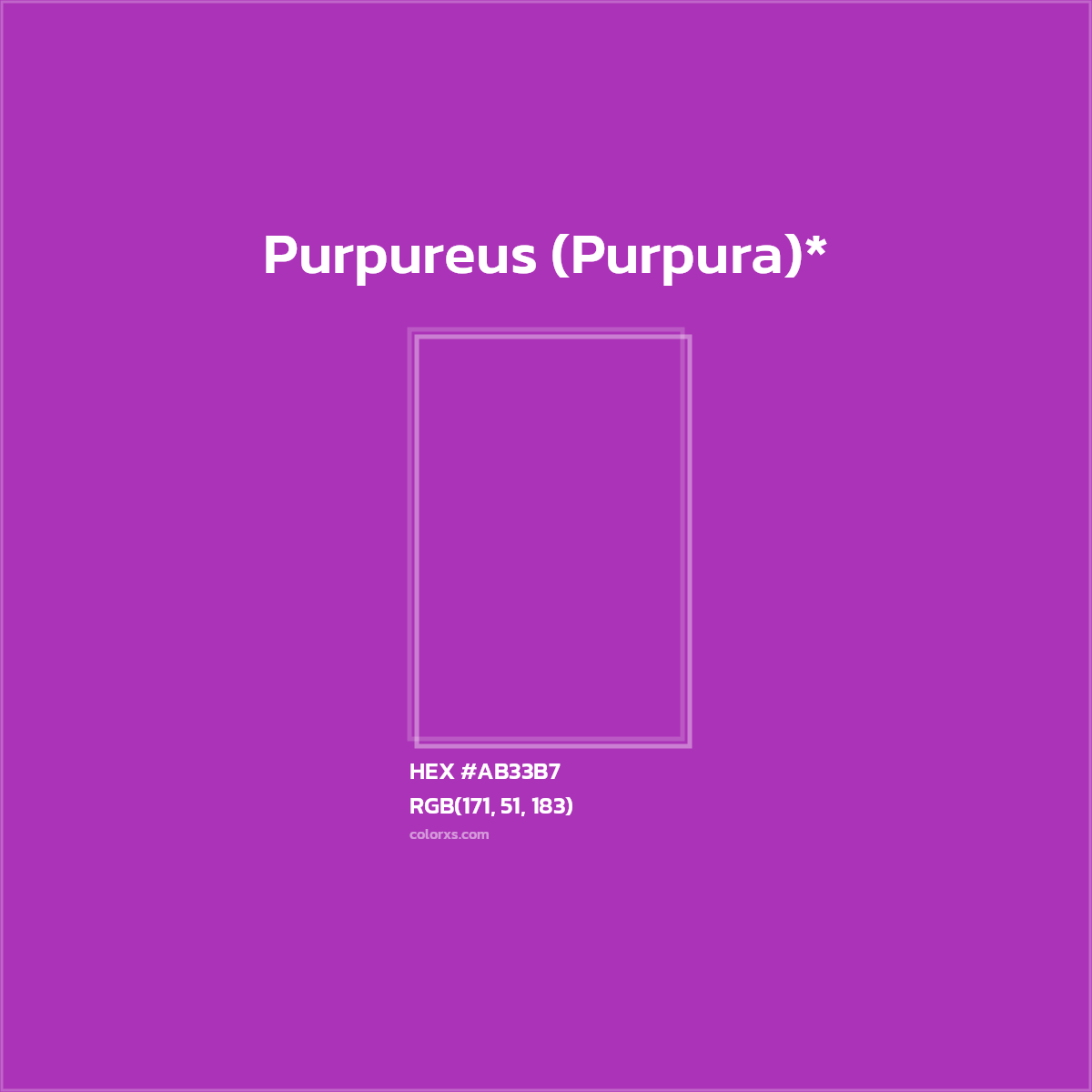 #AB33B7 hex color. RGB, RYB, CMYK, HSL, HSV codes and color conversions. Matching color names, palettes, paints.