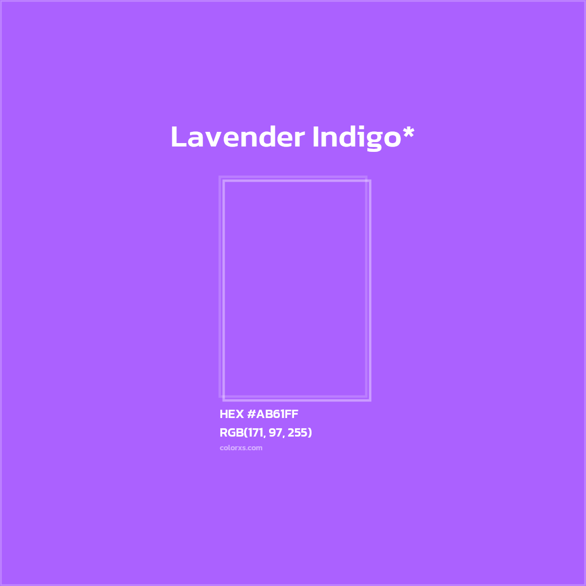 #AB61FF hex color. RGB, RYB, CMYK, HSL, HSV codes and color conversions. Matching color names, palettes, paints.