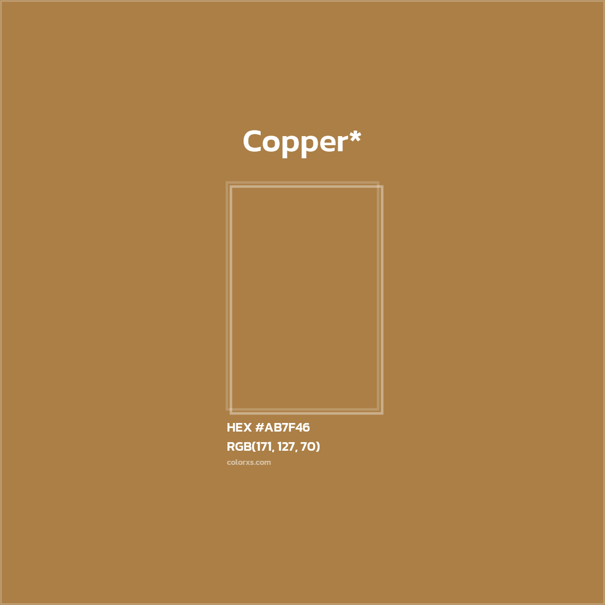 #AB7F46 hex color. RGB, RYB, CMYK, HSL, HSV codes and color conversions. Matching color names, palettes, paints.