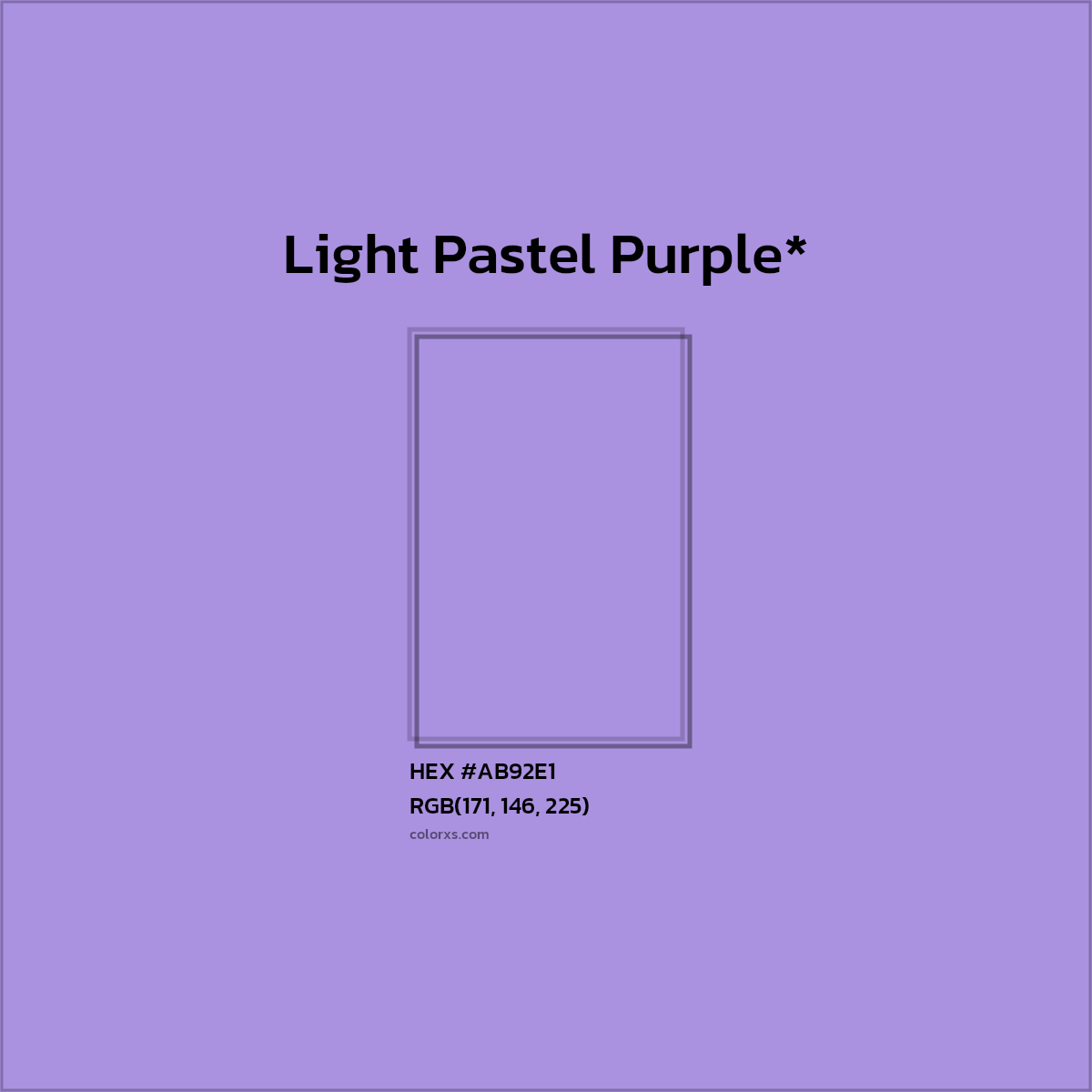 #AB92E1 hex color. RGB, RYB, CMYK, HSL, HSV codes and color conversions. Matching color names, palettes, paints.