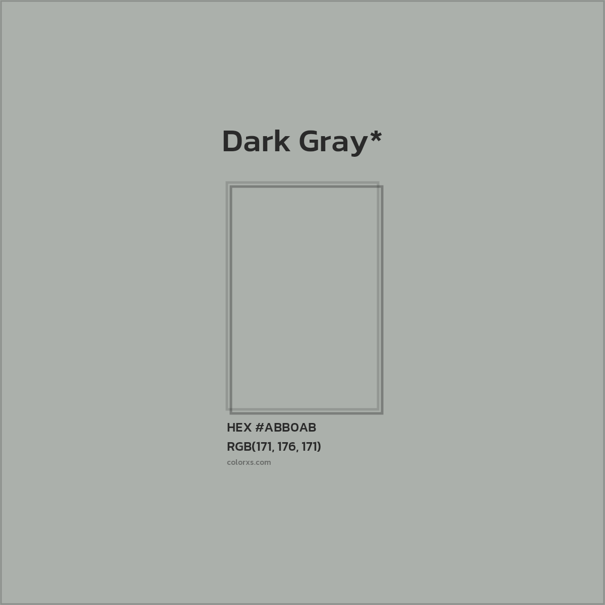 #ABB0AB hex color. RGB, RYB, CMYK, HSL, HSV codes and color conversions. Matching color names, palettes, paints.