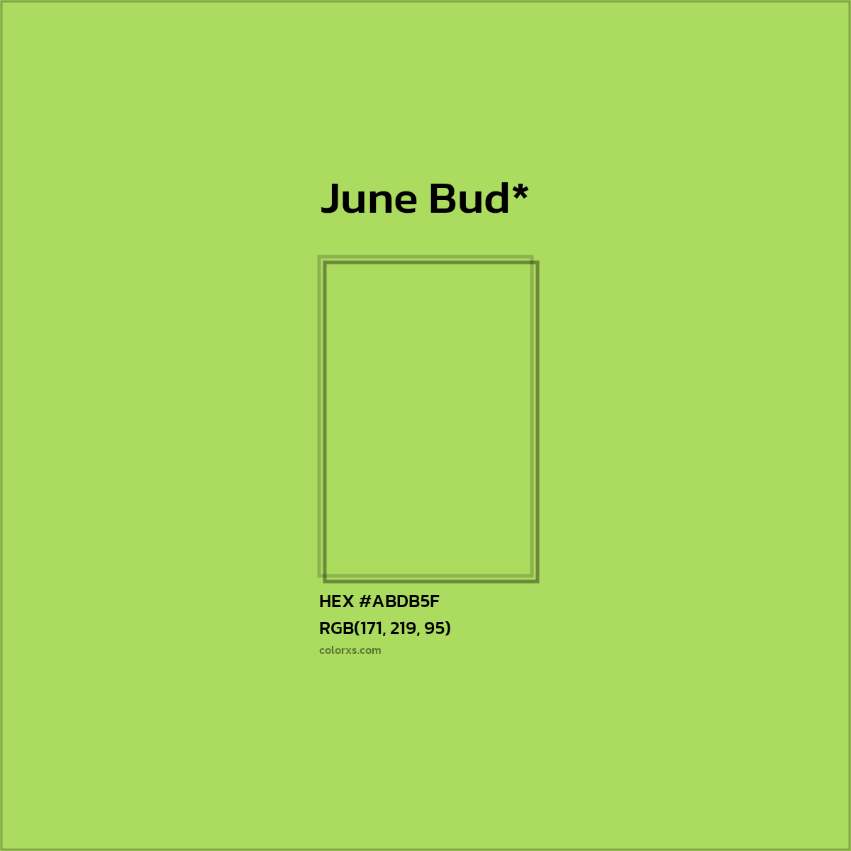 #ABDB5F hex color. RGB, RYB, CMYK, HSL, HSV codes and color conversions. Matching color names, palettes, paints.
