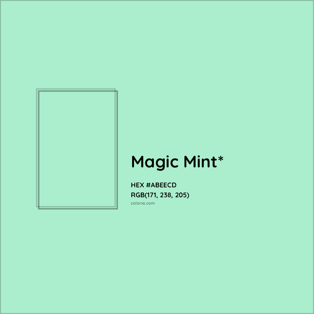 #ABEECD hex color. RGB, RYB, CMYK, HSL, HSV codes and color conversions. Matching color names, palettes, paints.