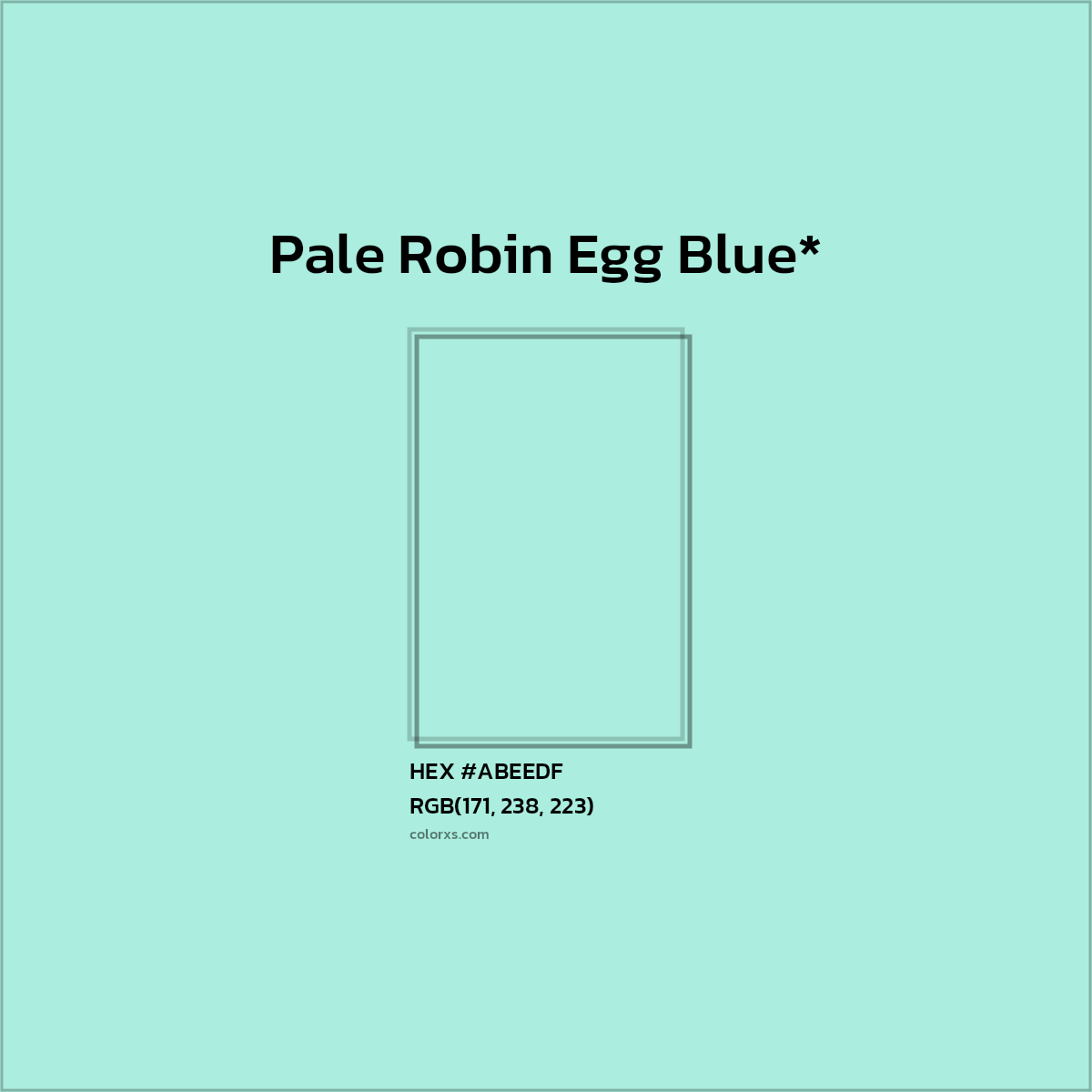 #ABEEDF hex color. RGB, RYB, CMYK, HSL, HSV codes and color conversions. Matching color names, palettes, paints.