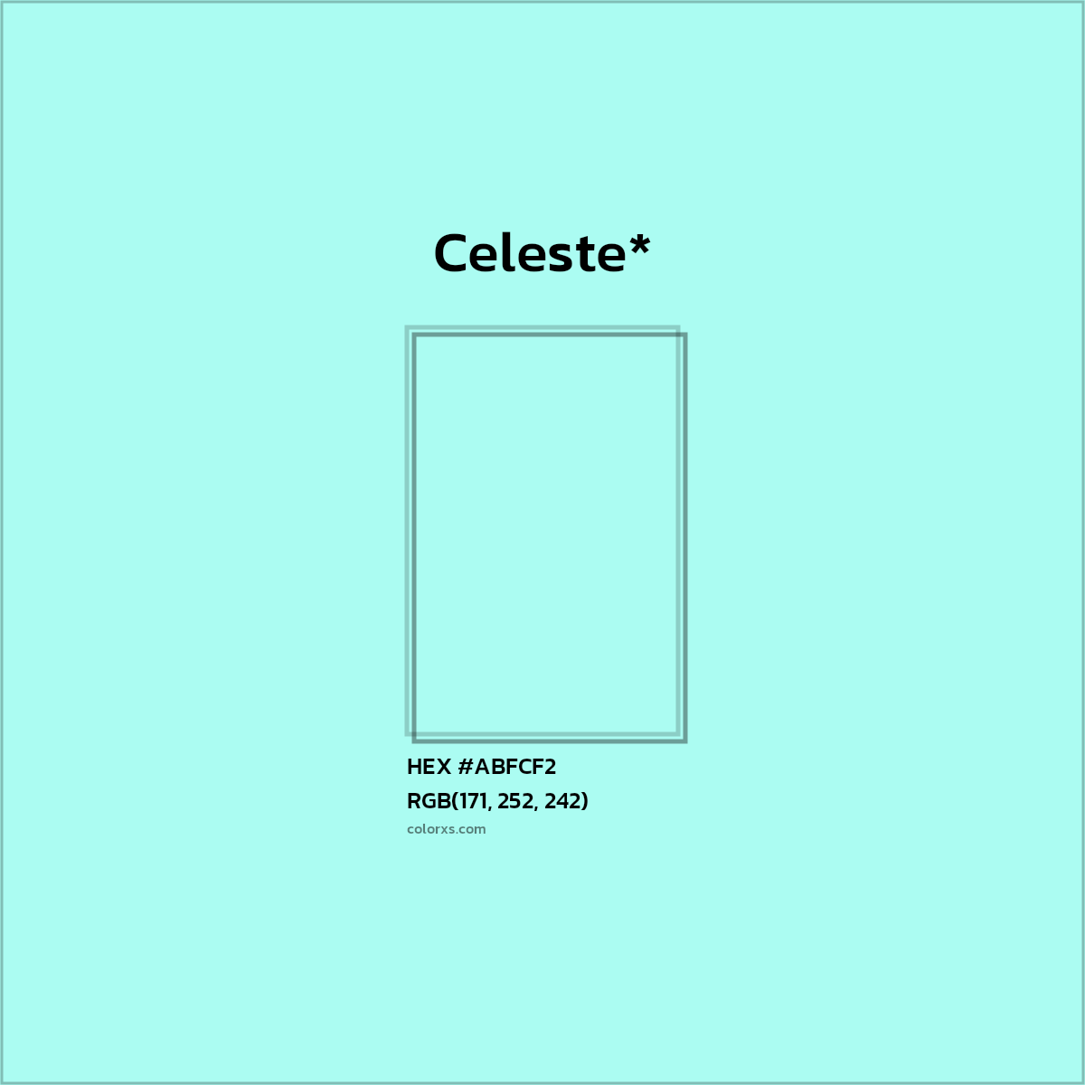 #ABFCF2 hex color. RGB, RYB, CMYK, HSL, HSV codes and color conversions. Matching color names, palettes, paints.