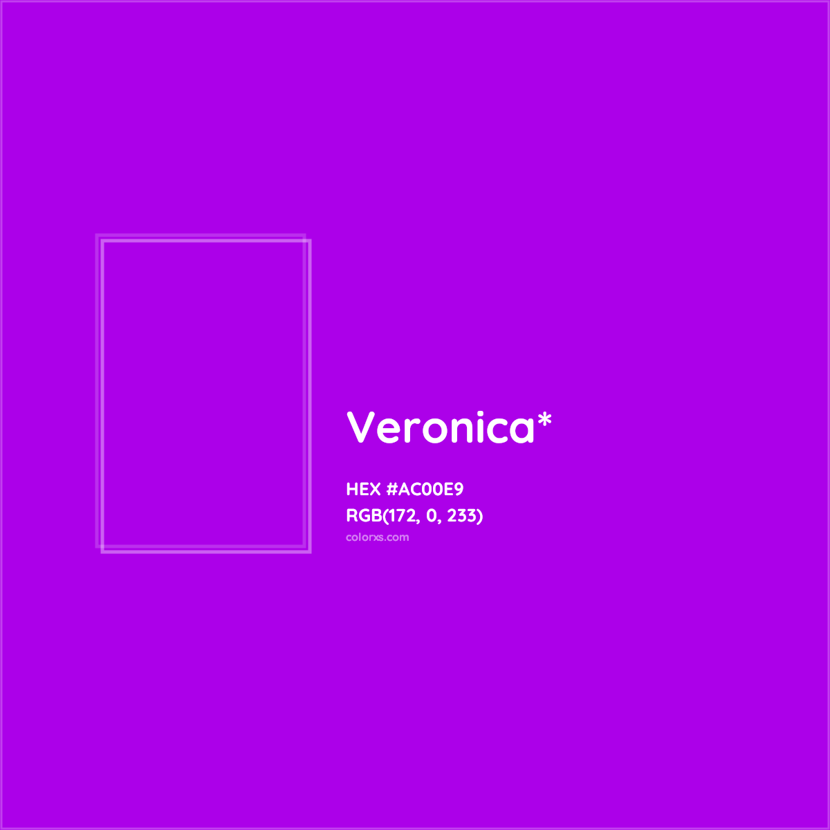 #AC00E9 hex color. RGB, RYB, CMYK, HSL, HSV codes and color conversions. Matching color names, palettes, paints.