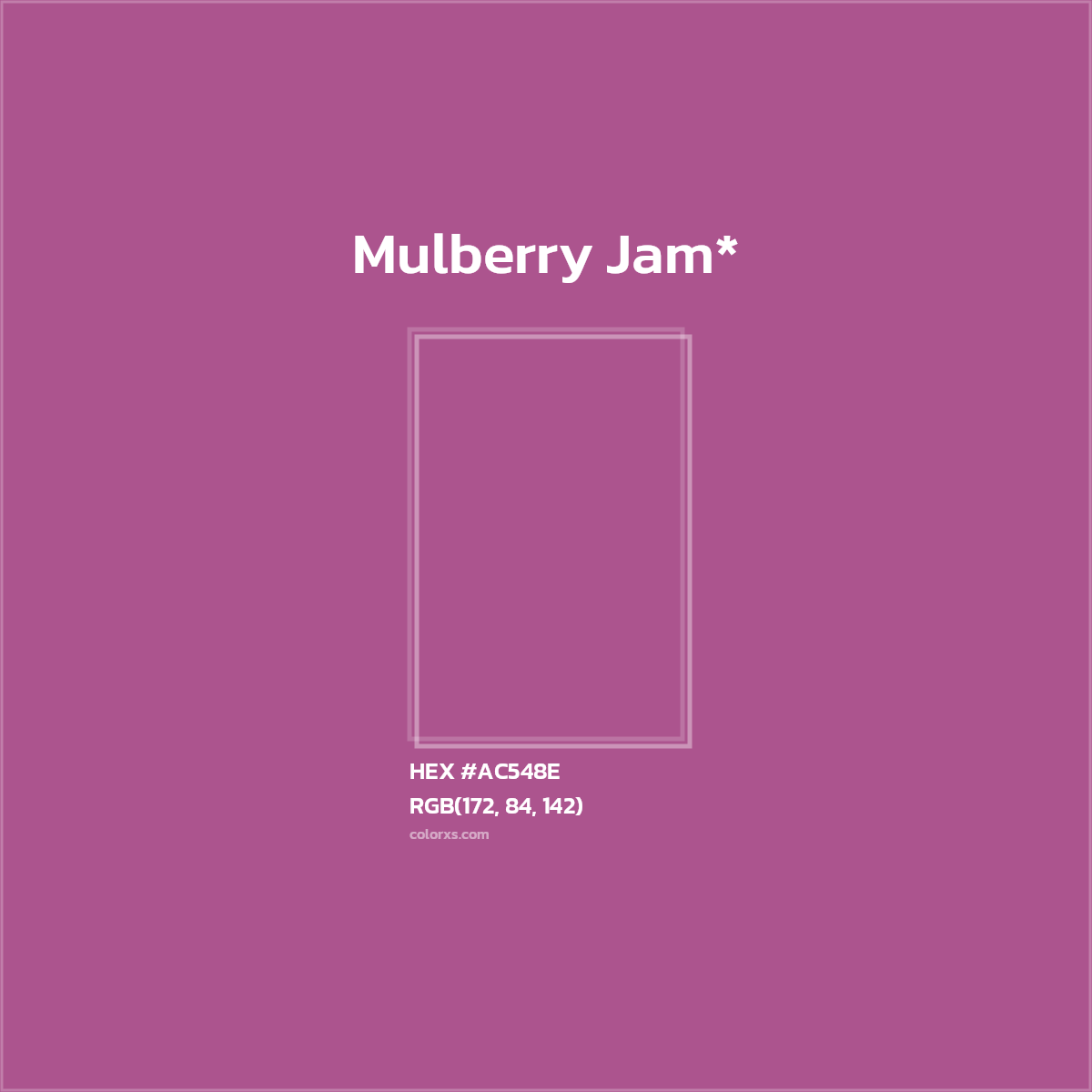 #AC548E hex color. RGB, RYB, CMYK, HSL, HSV codes and color conversions. Matching color names, palettes, paints.
