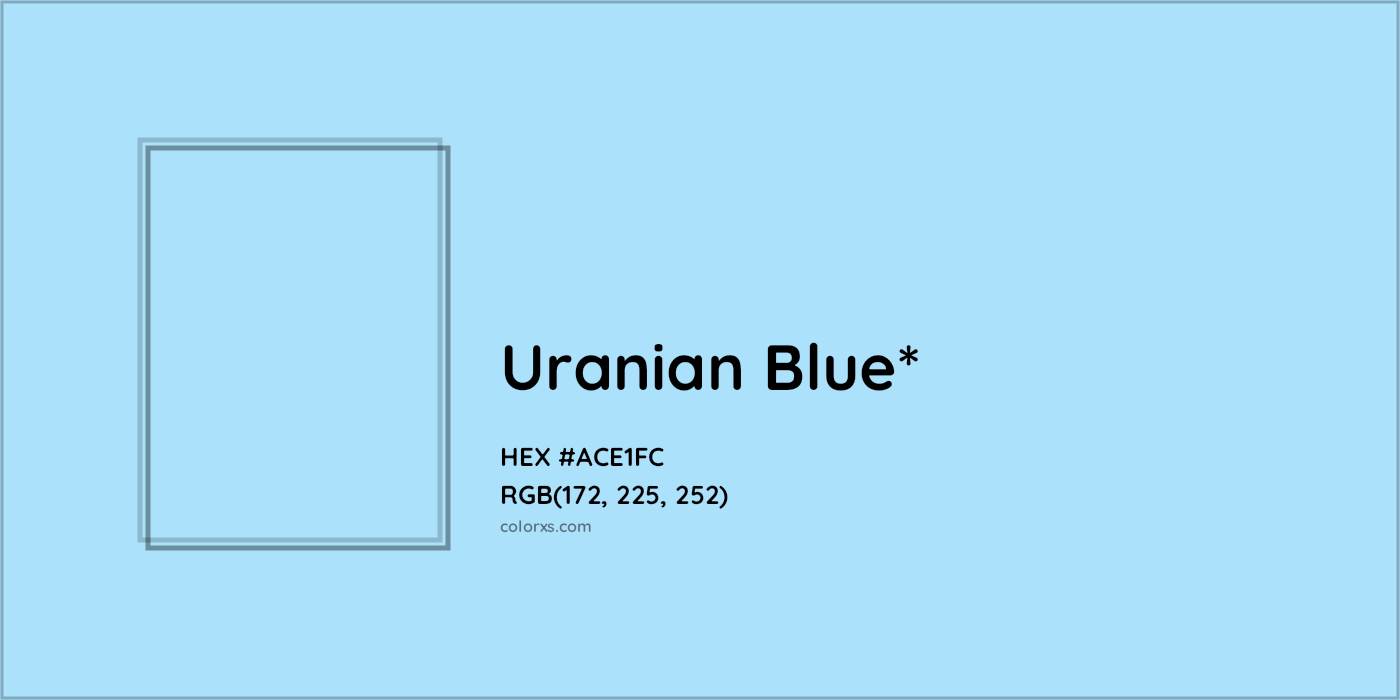 #ACE1FC hex color. RGB, RYB, CMYK, HSL, HSV codes and color conversions. Matching color names, palettes, paints.