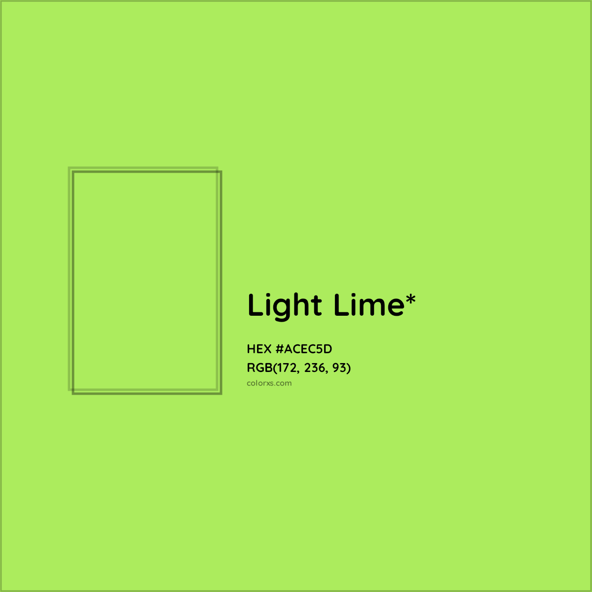 #ACEC5D hex color. RGB, RYB, CMYK, HSL, HSV codes and color conversions. Matching color names, palettes, paints.