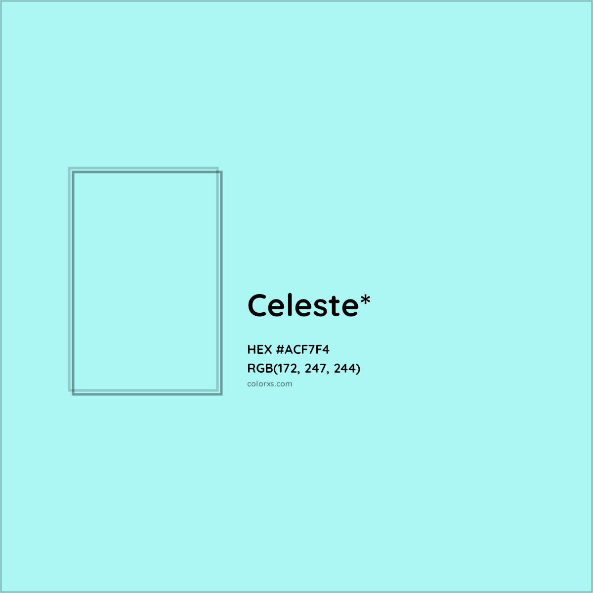 #ACF7F4 hex color. RGB, RYB, CMYK, HSL, HSV codes and color conversions. Matching color names, palettes, paints.