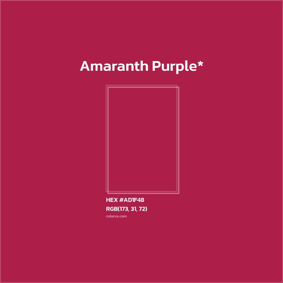 #AD1F48 hex color. RGB, RYB, CMYK, HSL, HSV codes and color conversions. Matching color names, palettes, paints.