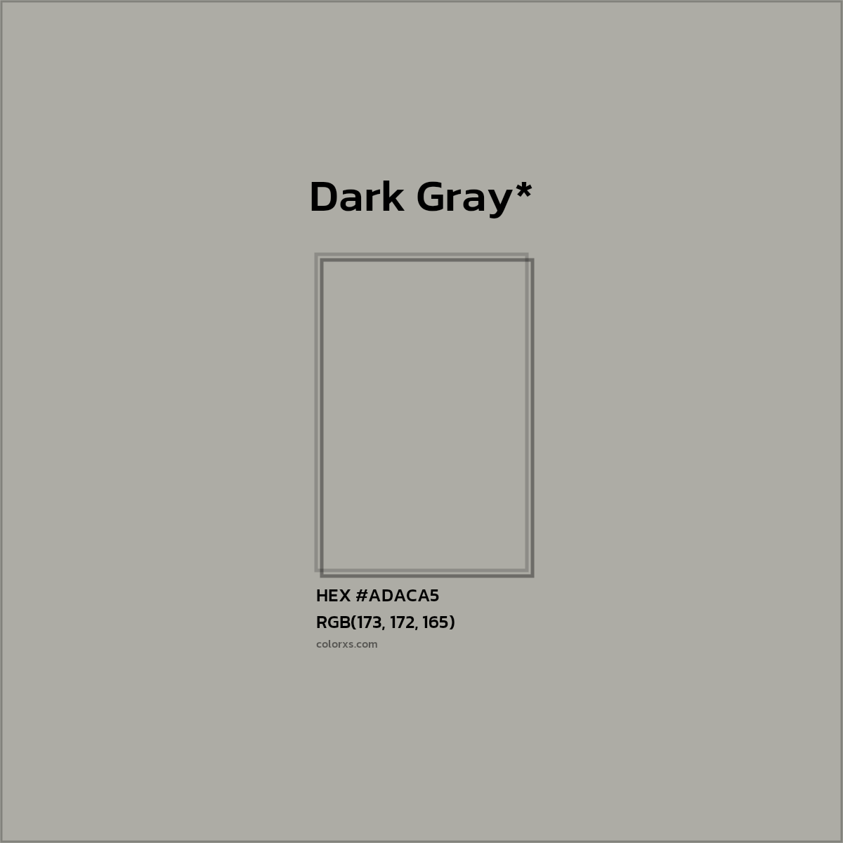 #ADACA5 hex color. RGB, RYB, CMYK, HSL, HSV codes and color conversions. Matching color names, palettes, paints.