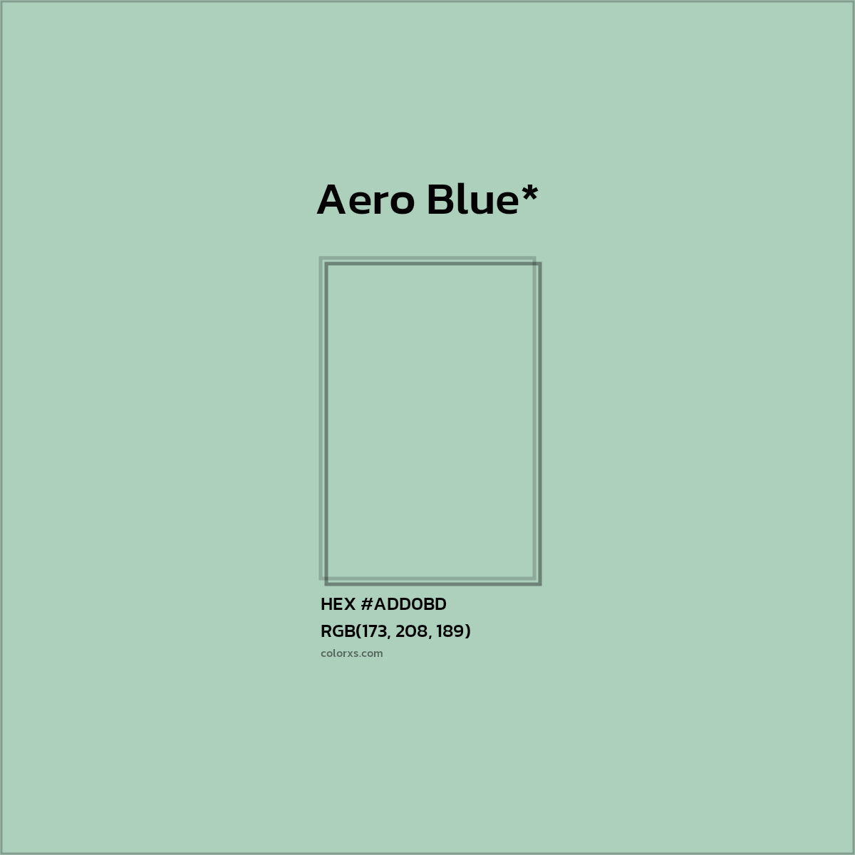 #ADD0BD hex color. RGB, RYB, CMYK, HSL, HSV codes and color conversions. Matching color names, palettes, paints.