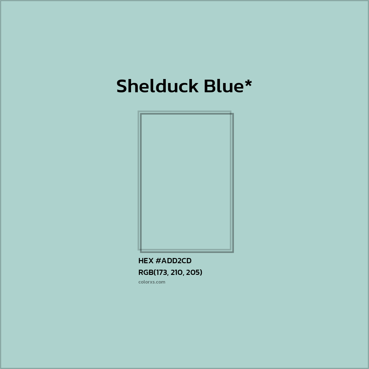 #ADD2CD hex color. RGB, RYB, CMYK, HSL, HSV codes and color conversions. Matching color names, palettes, paints.