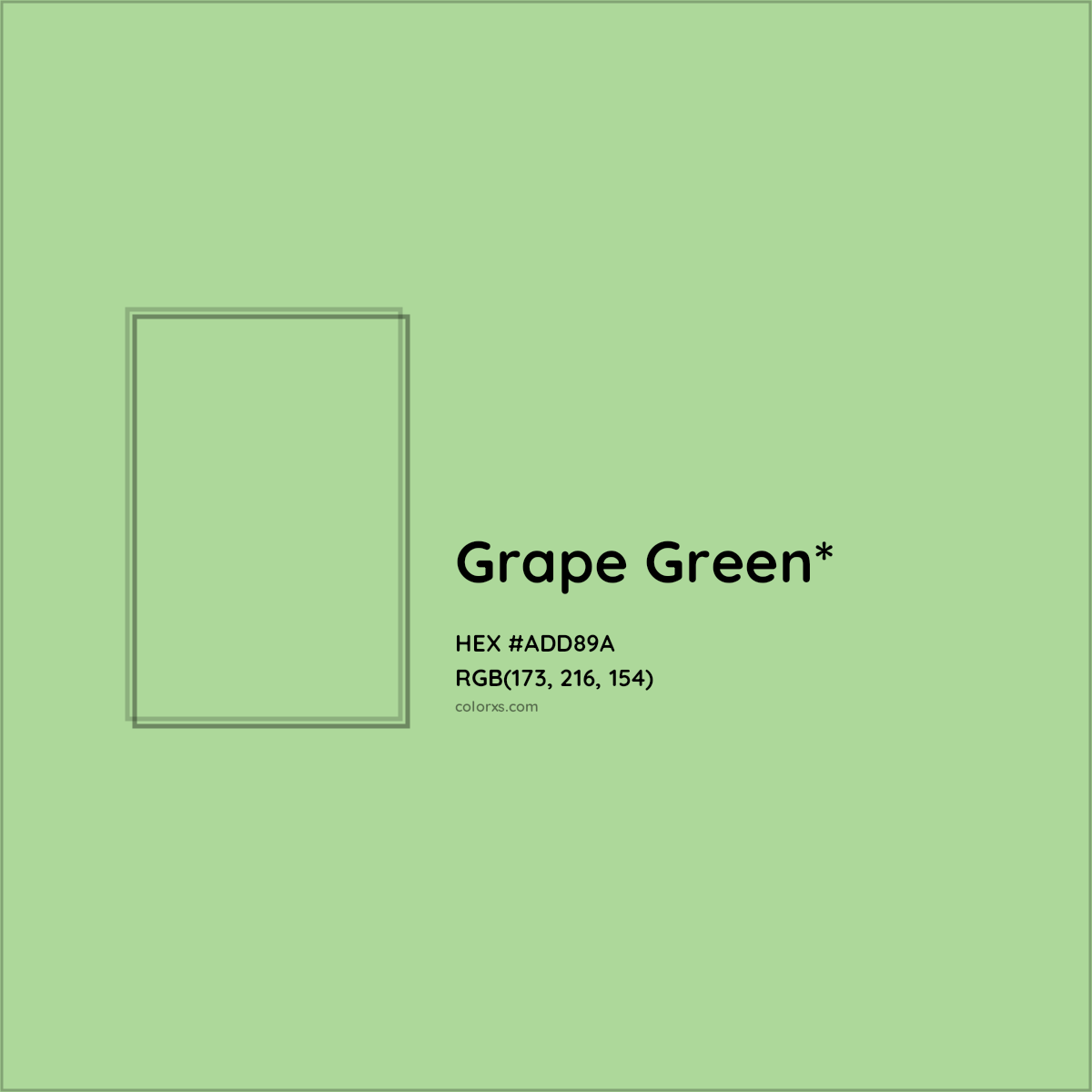 #ADD89A hex color. RGB, RYB, CMYK, HSL, HSV codes and color conversions. Matching color names, palettes, paints.