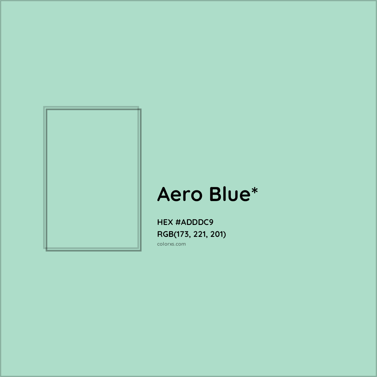 #ADDDC9 hex color. RGB, RYB, CMYK, HSL, HSV codes and color conversions. Matching color names, palettes, paints.