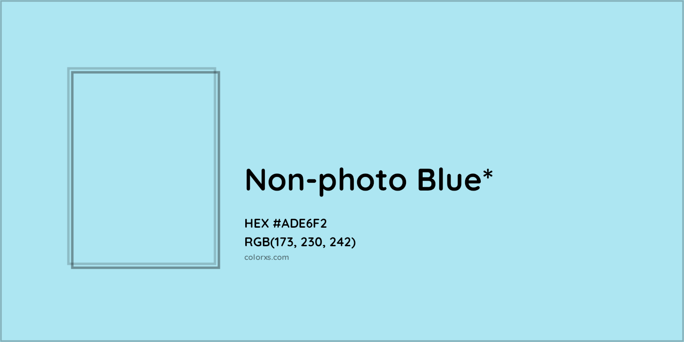 #ADE6F2 hex color. RGB, RYB, CMYK, HSL, HSV codes and color conversions. Matching color names, palettes, paints.