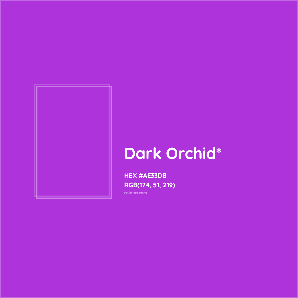 #AE33DB hex color. RGB, RYB, CMYK, HSL, HSV codes and color conversions. Matching color names, palettes, paints.