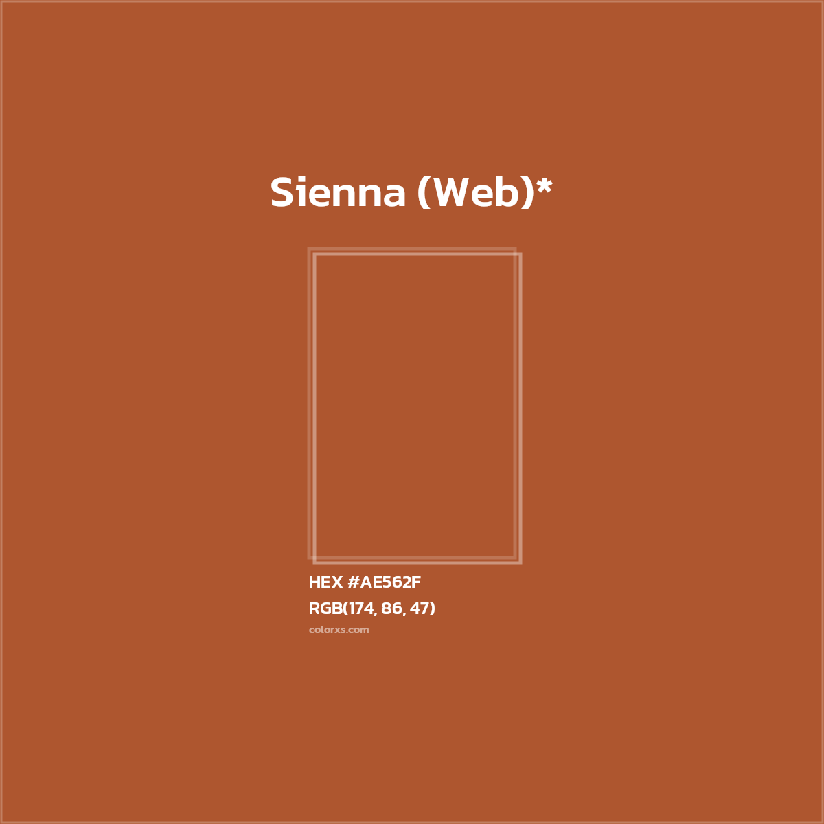 #AE562F hex color. RGB, RYB, CMYK, HSL, HSV codes and color conversions. Matching color names, palettes, paints.