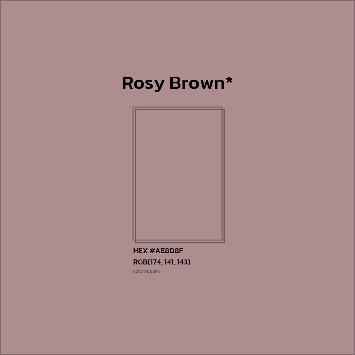 #AE8D8F hex color. RGB, RYB, CMYK, HSL, HSV codes and color conversions. Matching color names, palettes, paints.
